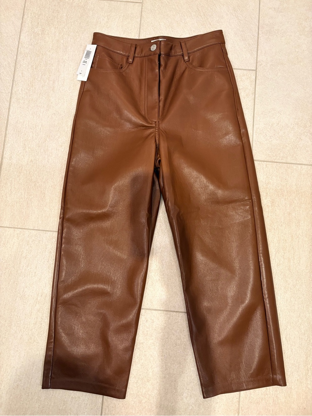 Aritzia Brown Faux Leather Cropped Pants